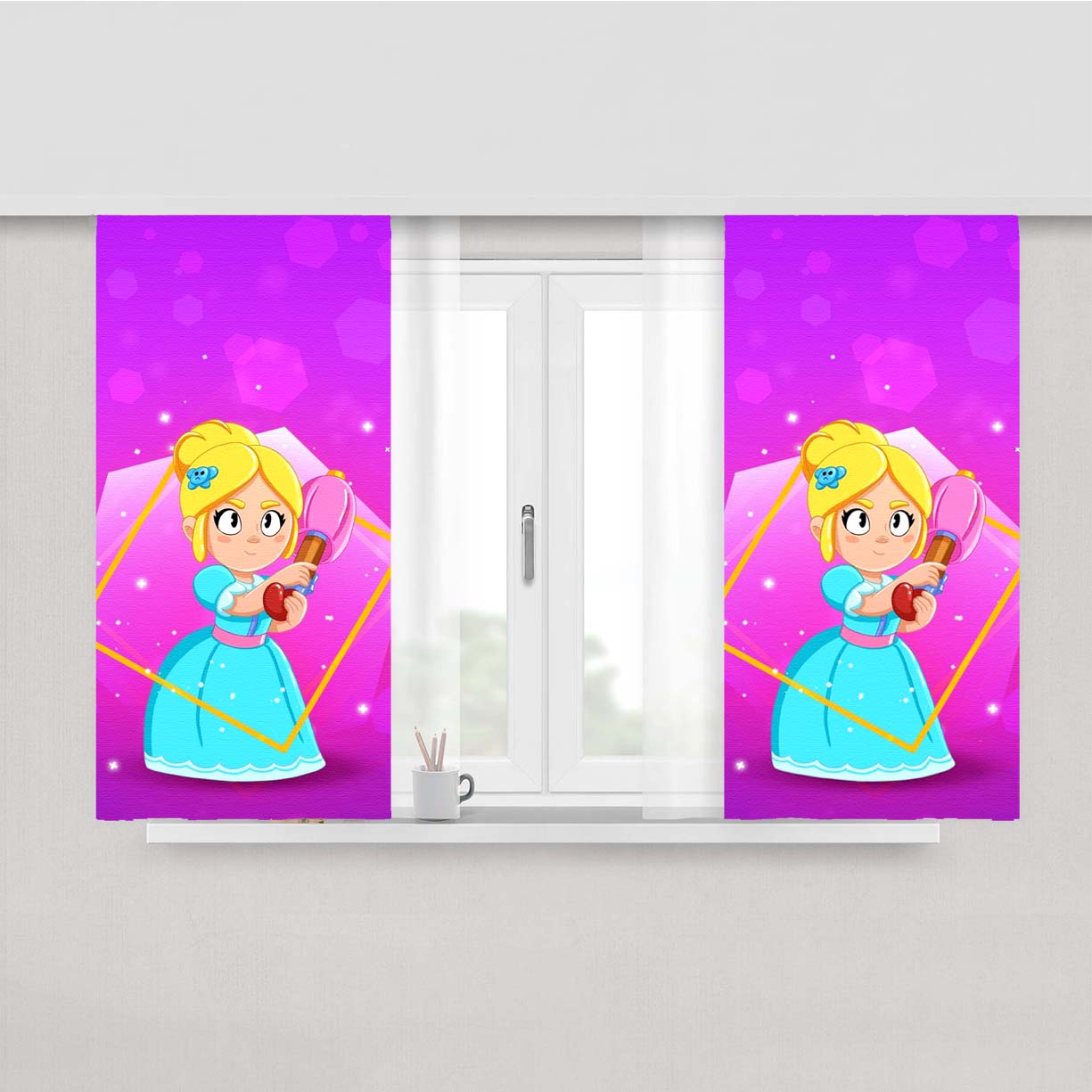 Piper Brawl Stars Canvas Wallpaper Peach Skin Window Curtains
