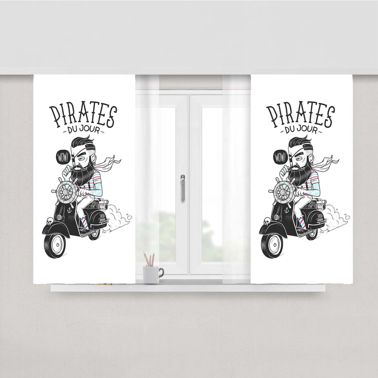 Pirates Wow Peach Skin Window Curtains