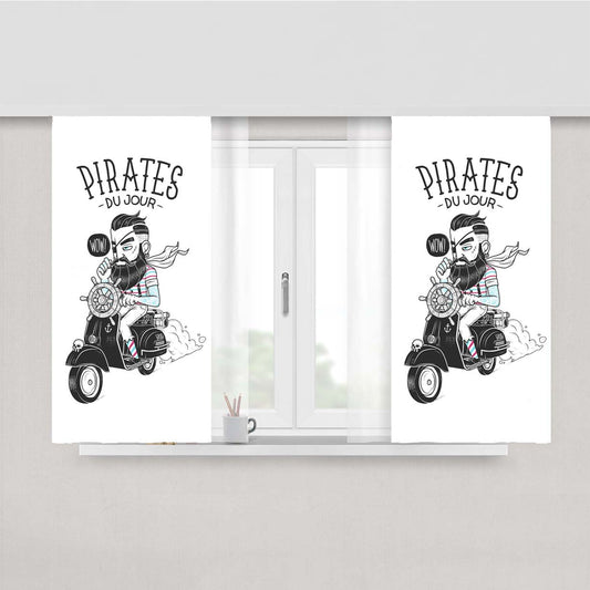Pirates Wow Peach Skin Window Curtains