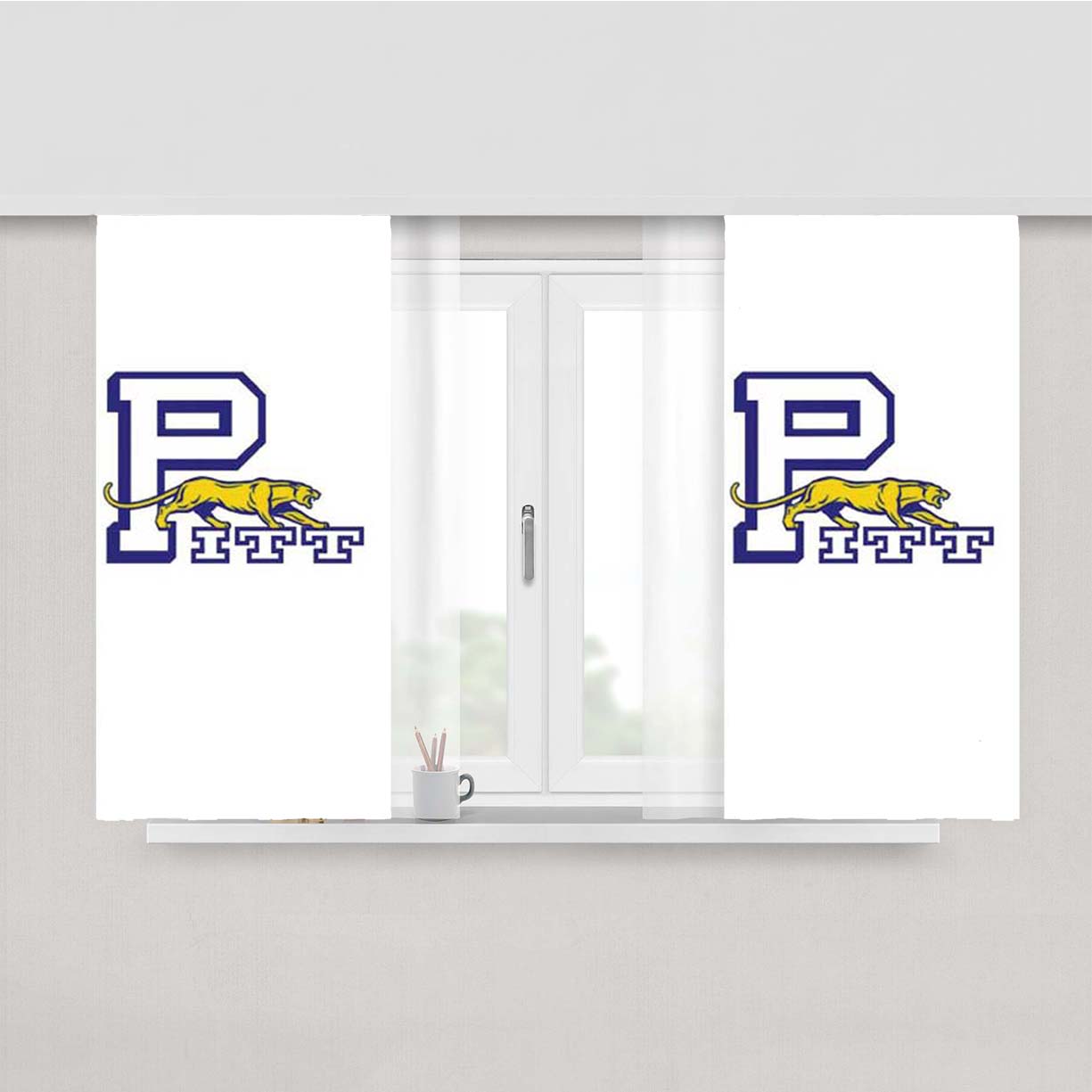Pitt Panther Logo Peach Skin Window Curtains