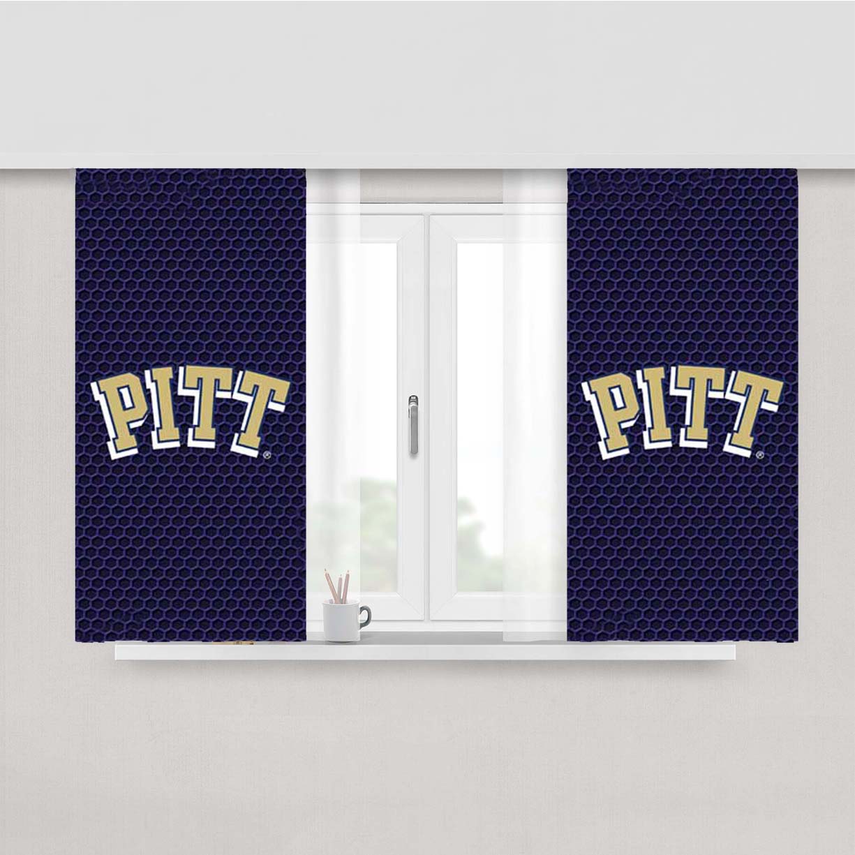 Pitt Panthers Honeycomb Peach Skin Window Curtains