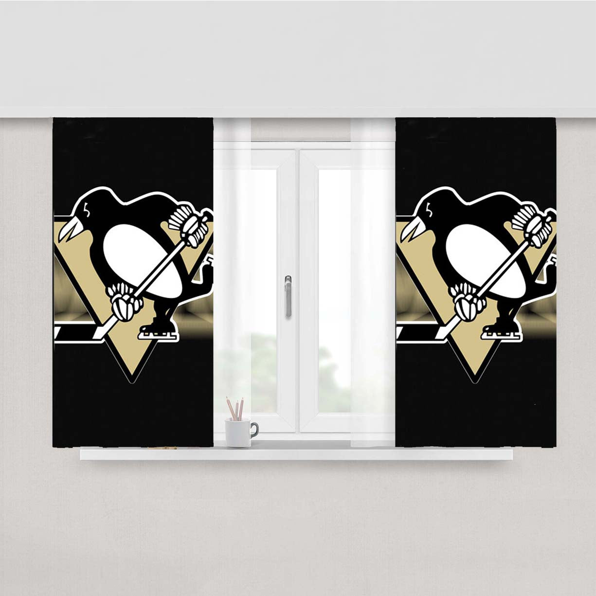 Pittsburgh Penguins Art Peach Skin Window Curtains