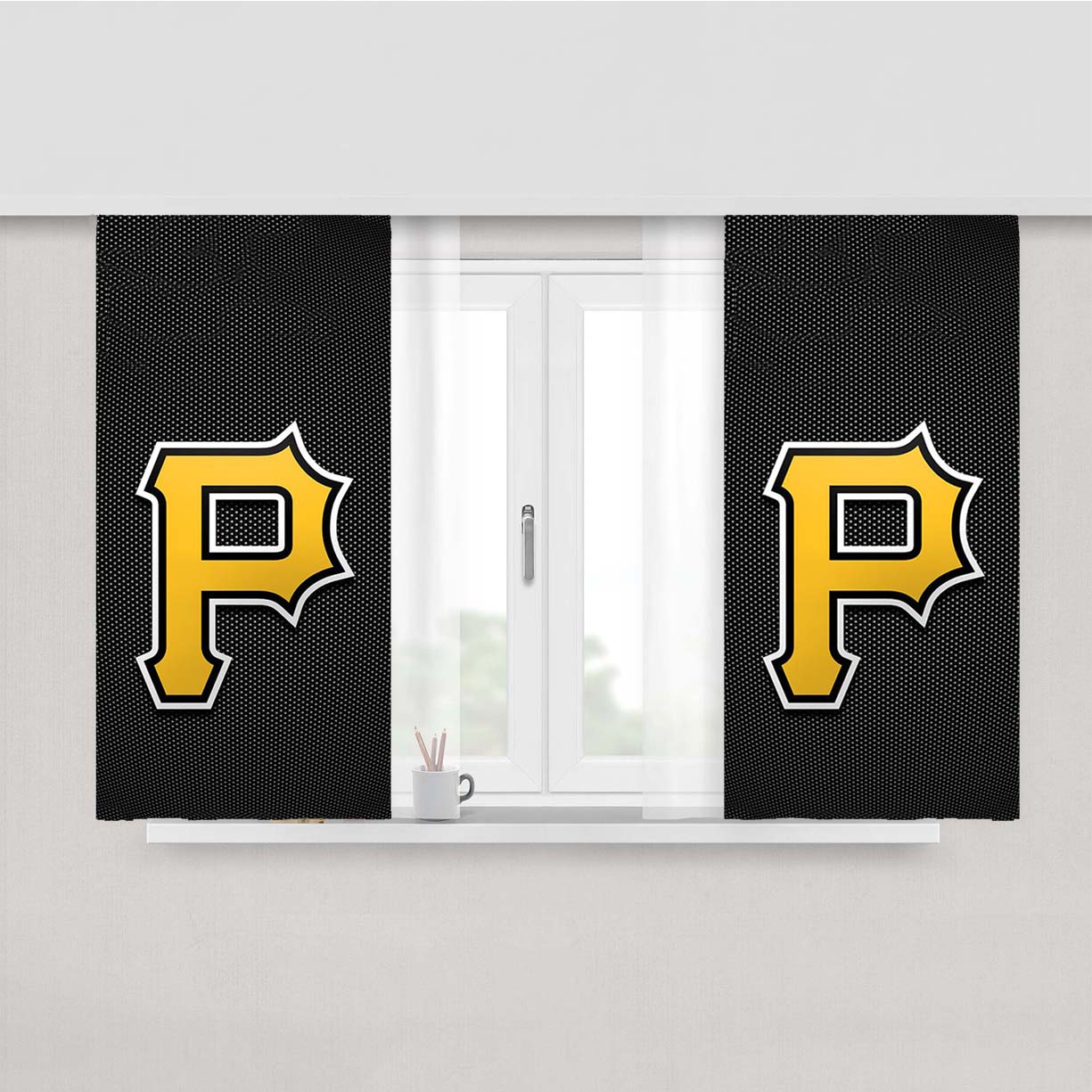 Pittsburgh Pirates P Logo Peach Skin Window Curtains