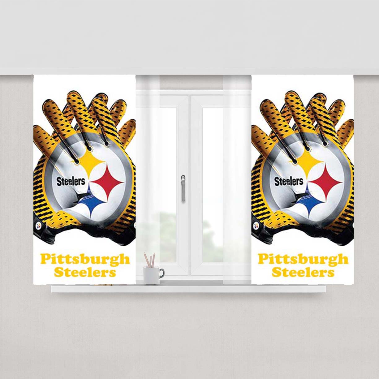 Pittsburgh Steelers Gloves Peach Skin Window Curtains
