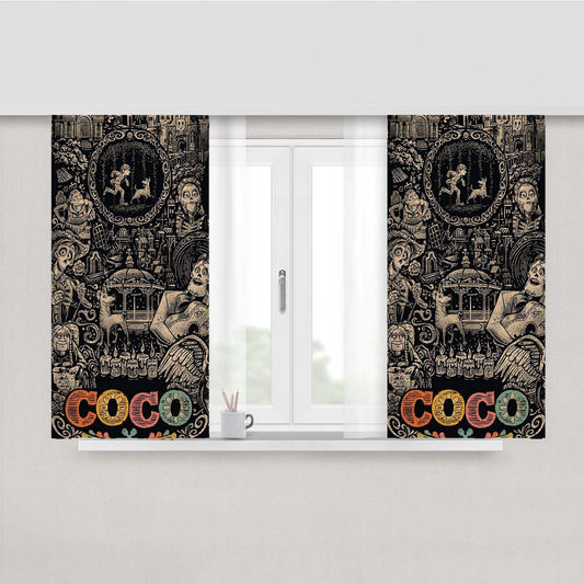 Pixar Coco Vintage Poster Peach Skin Window Curtains