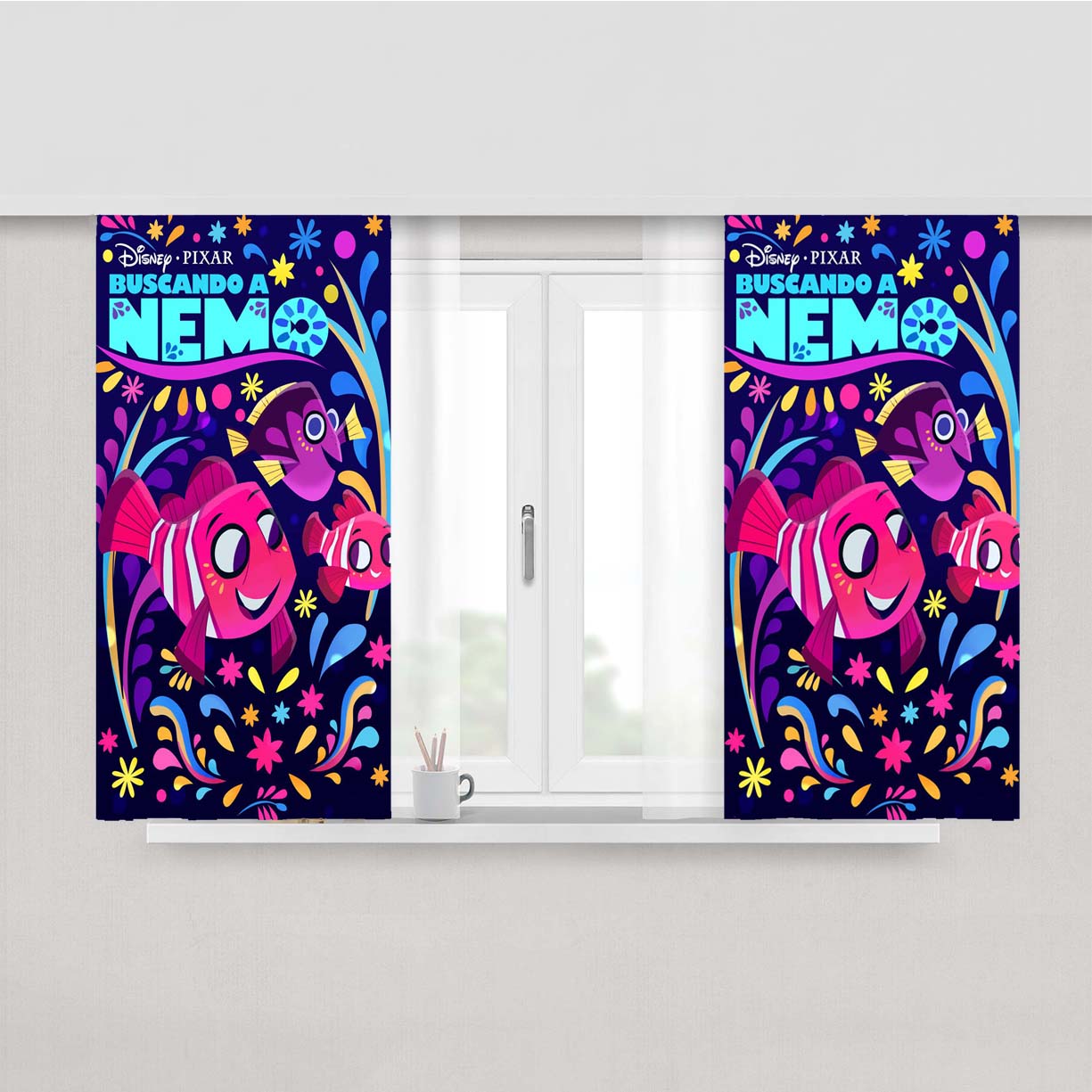 Pixar Finding Nemo Coco Art Peach Skin Window Curtains