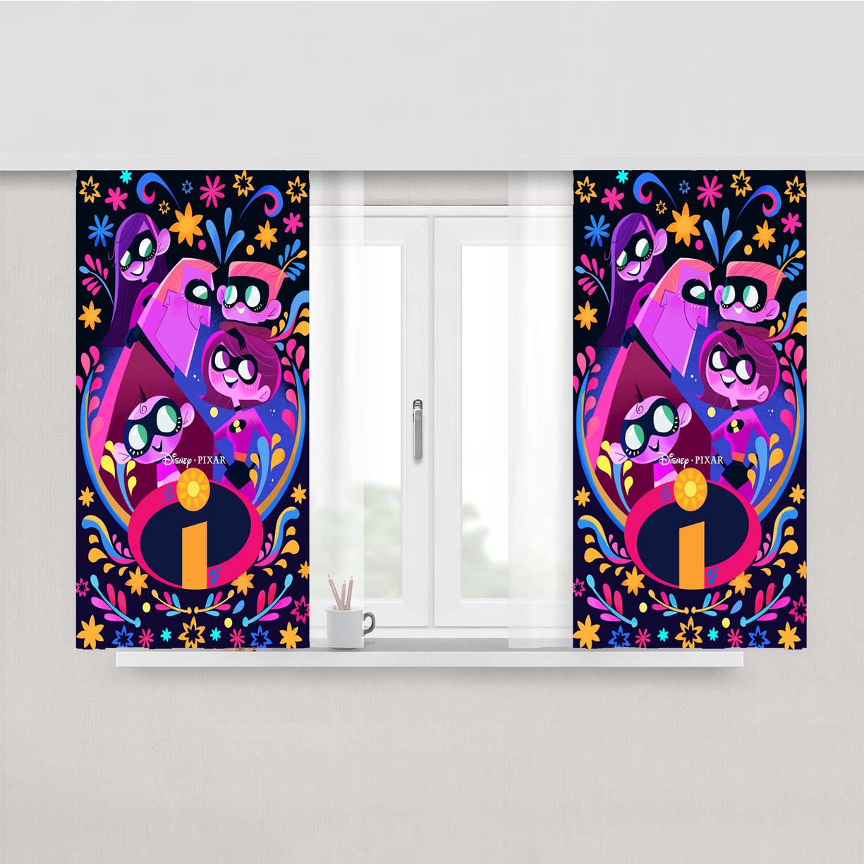 Pixar Incredible Coco Art Peach Skin Window Curtains
