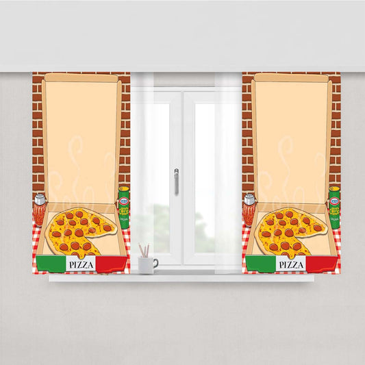 Pizza Art Peach Skin Window Curtains