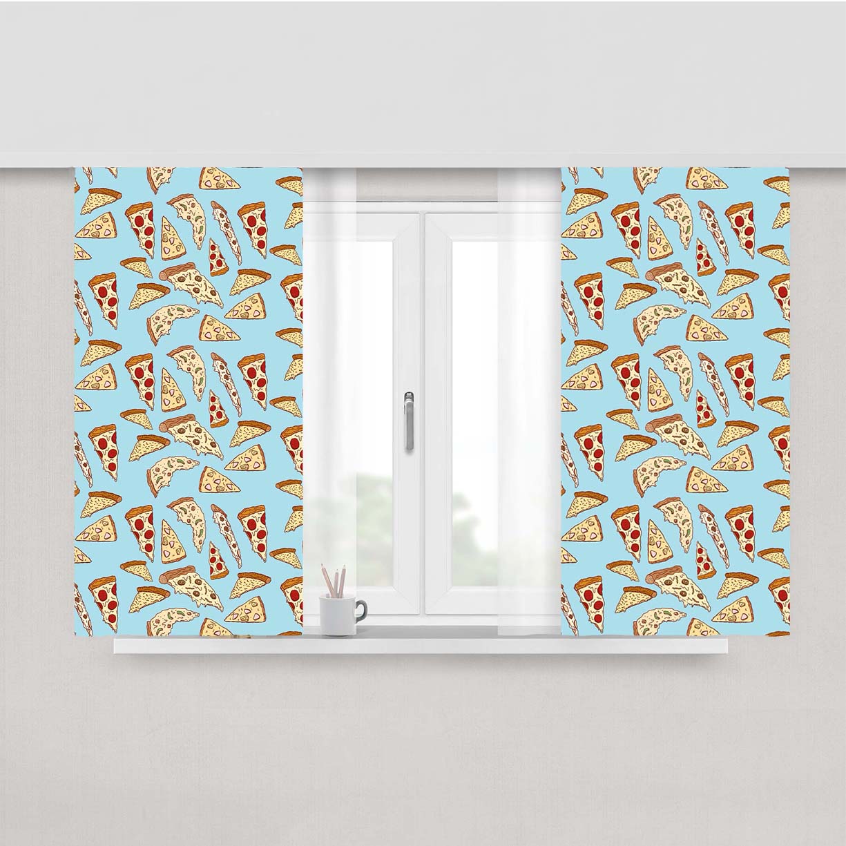 Pizza Iphone Peach Skin Window Curtains