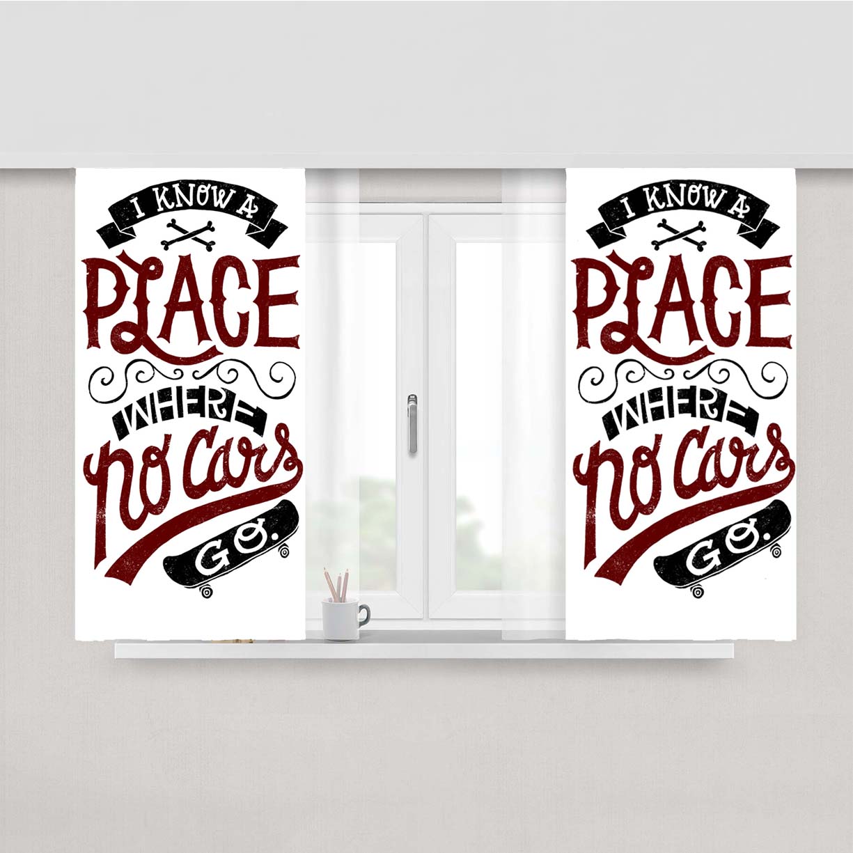 Place Where No Cars Peach Skin Window Curtains