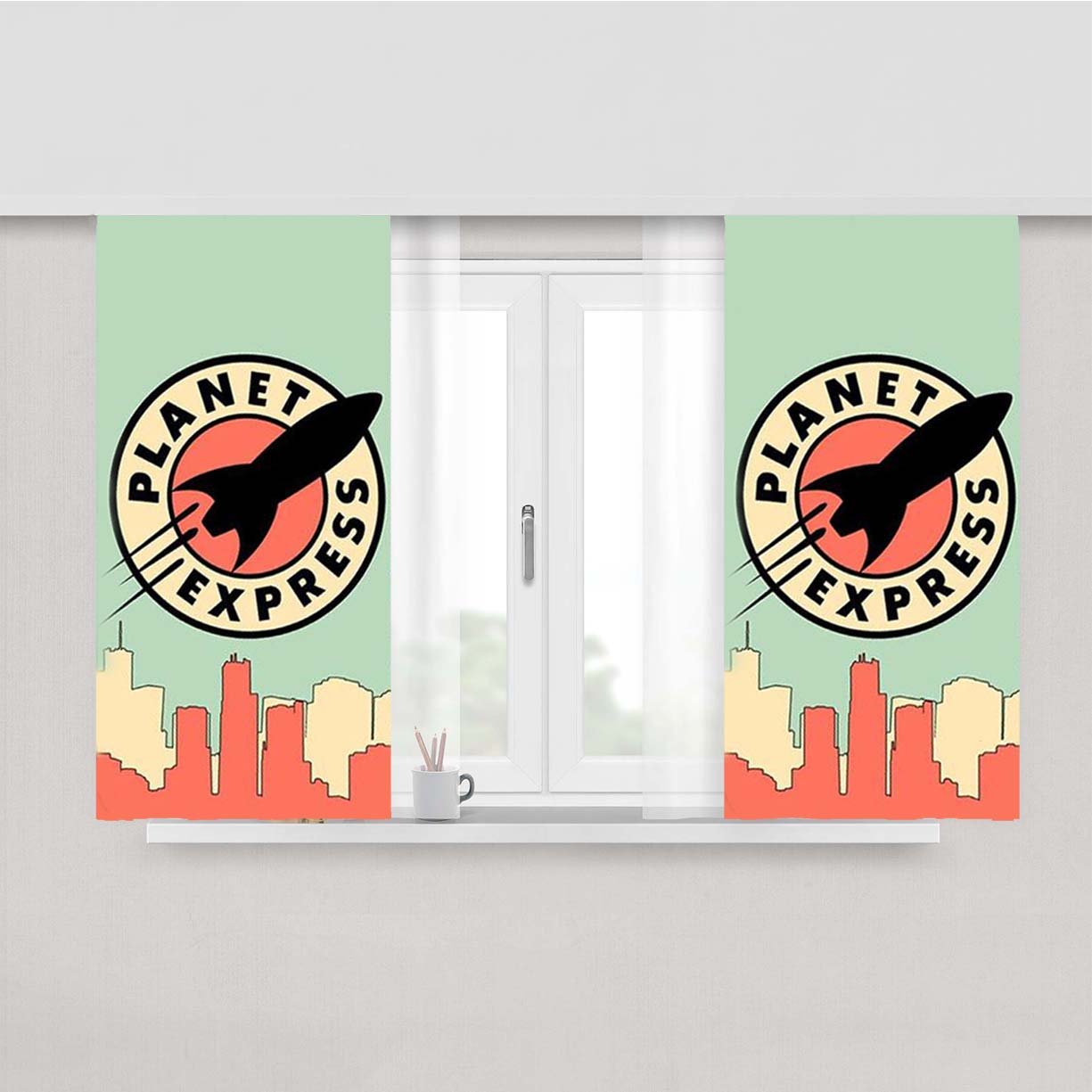 Planet Express Futurama Peach Skin Window Curtains