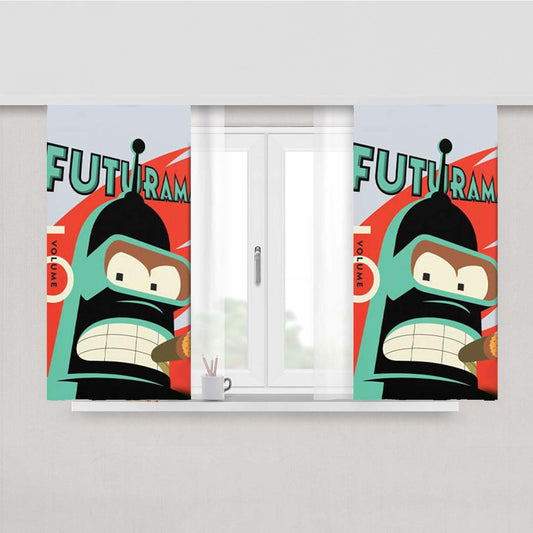 Planet Futurama Peach Skin Window Curtains