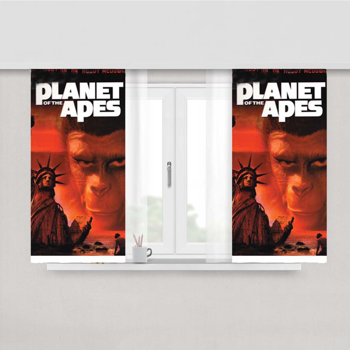 Planet Of The Apes Movie Poster Peach Skin Window Curtains