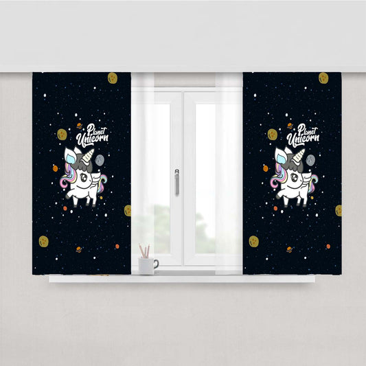 Planet Unicorn Peach Skin Window Curtains