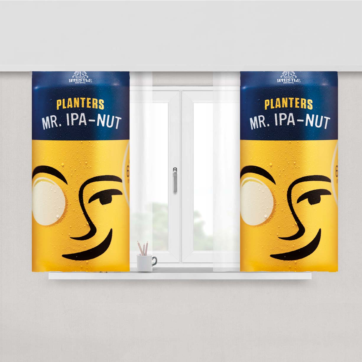 Planters Mr Ipa-Nut Peanut Drink Can Peach Skin Window Curtains