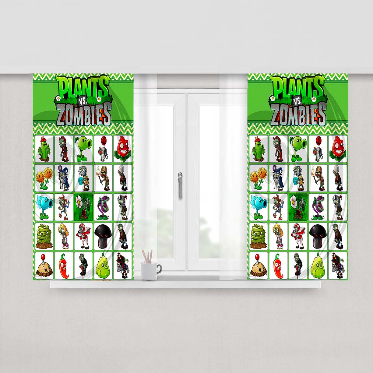 Plants Vs Zombies Character Board Peach Skin Window Curtains