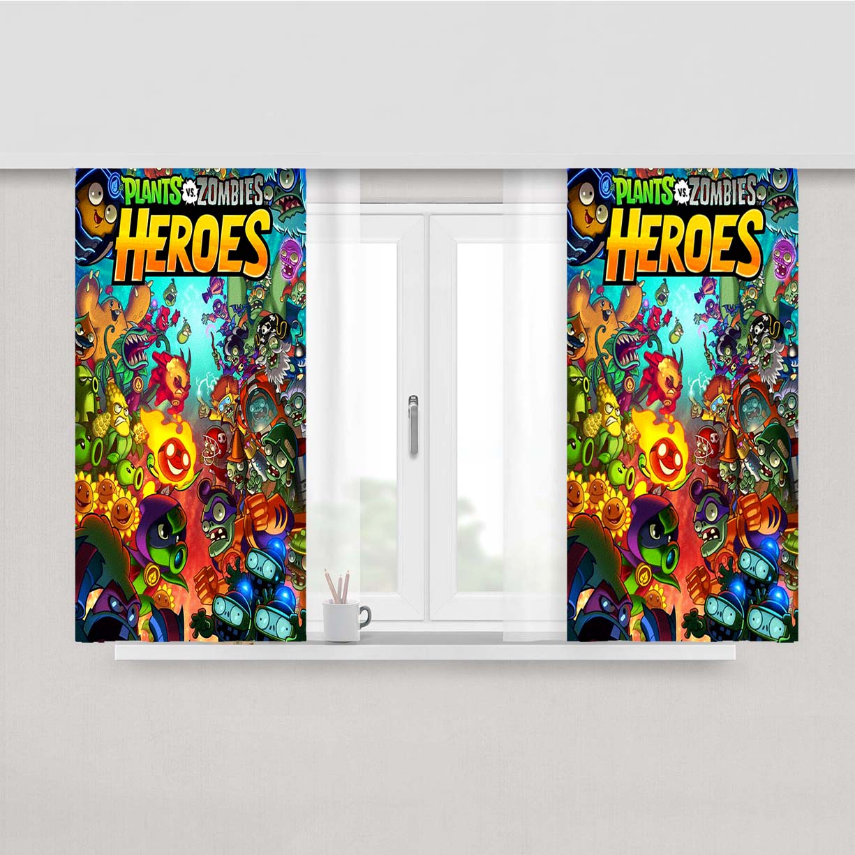 Plants Vs Zombies Heroes Cover Comic Peach Skin Window Curtains