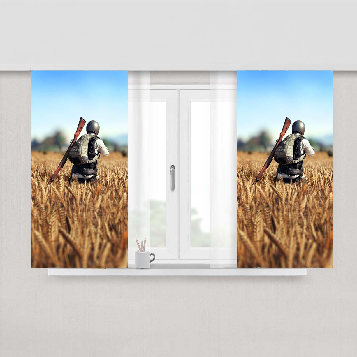 Player Unknowns Battlegrounds Game Play Scene Peach Skin Window Curtains