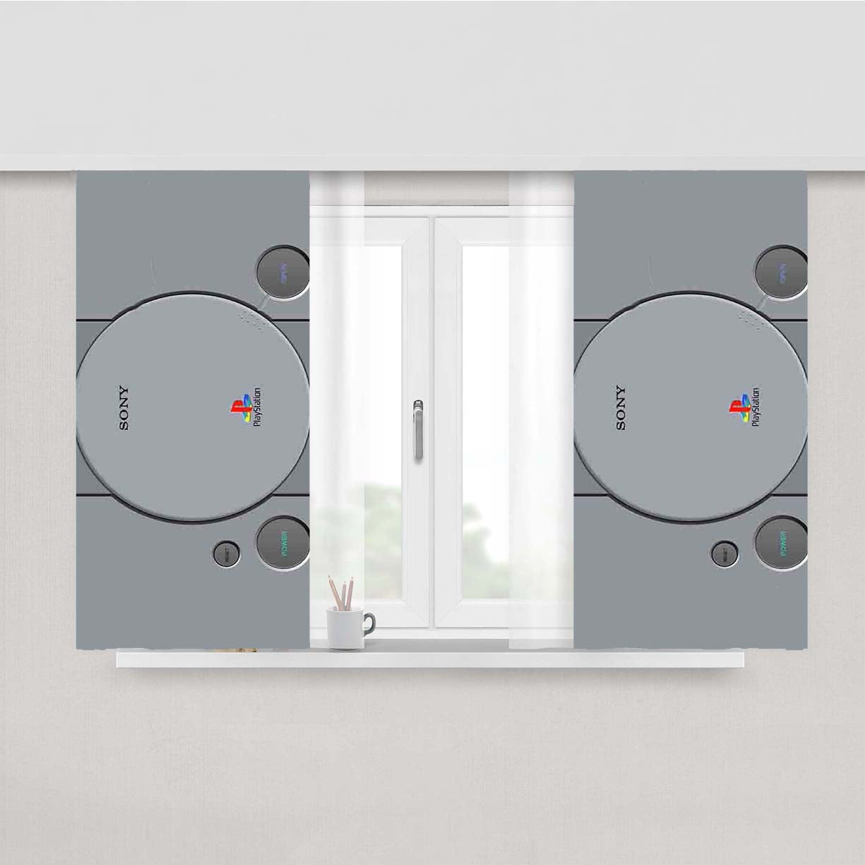 Playstation One Machine Peach Skin Window Curtains