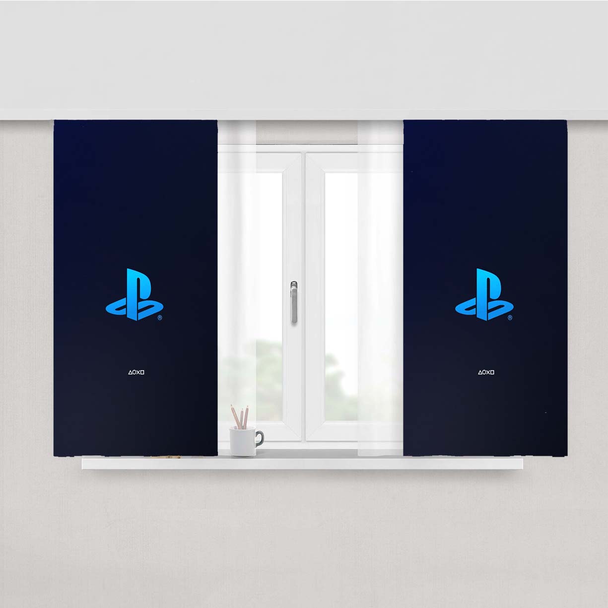 Playstation Ps Logo Peach Skin Window Curtains