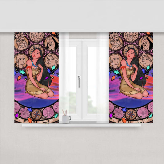 Pocahontas Stained Glass Peach Skin Window Curtains