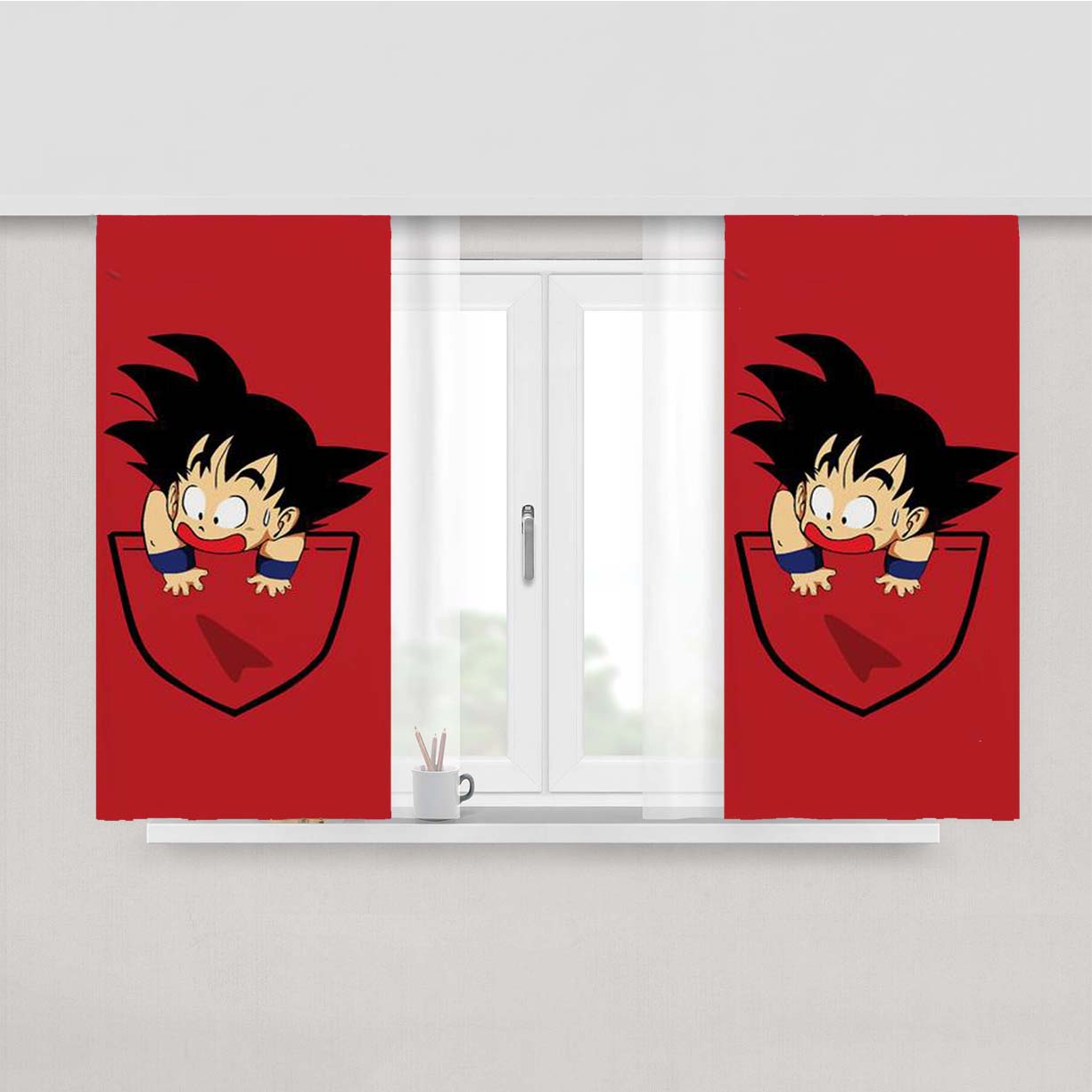 Pocket Goku Peach Skin Window Curtains