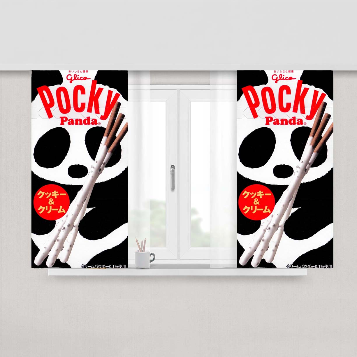 Pocky Panda Peach Skin Window Curtains
