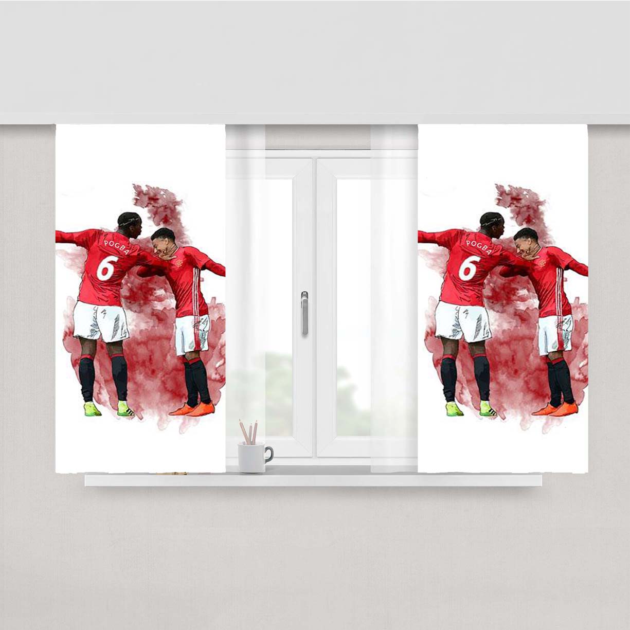Pogba And Lingard Peach Skin Window Curtains