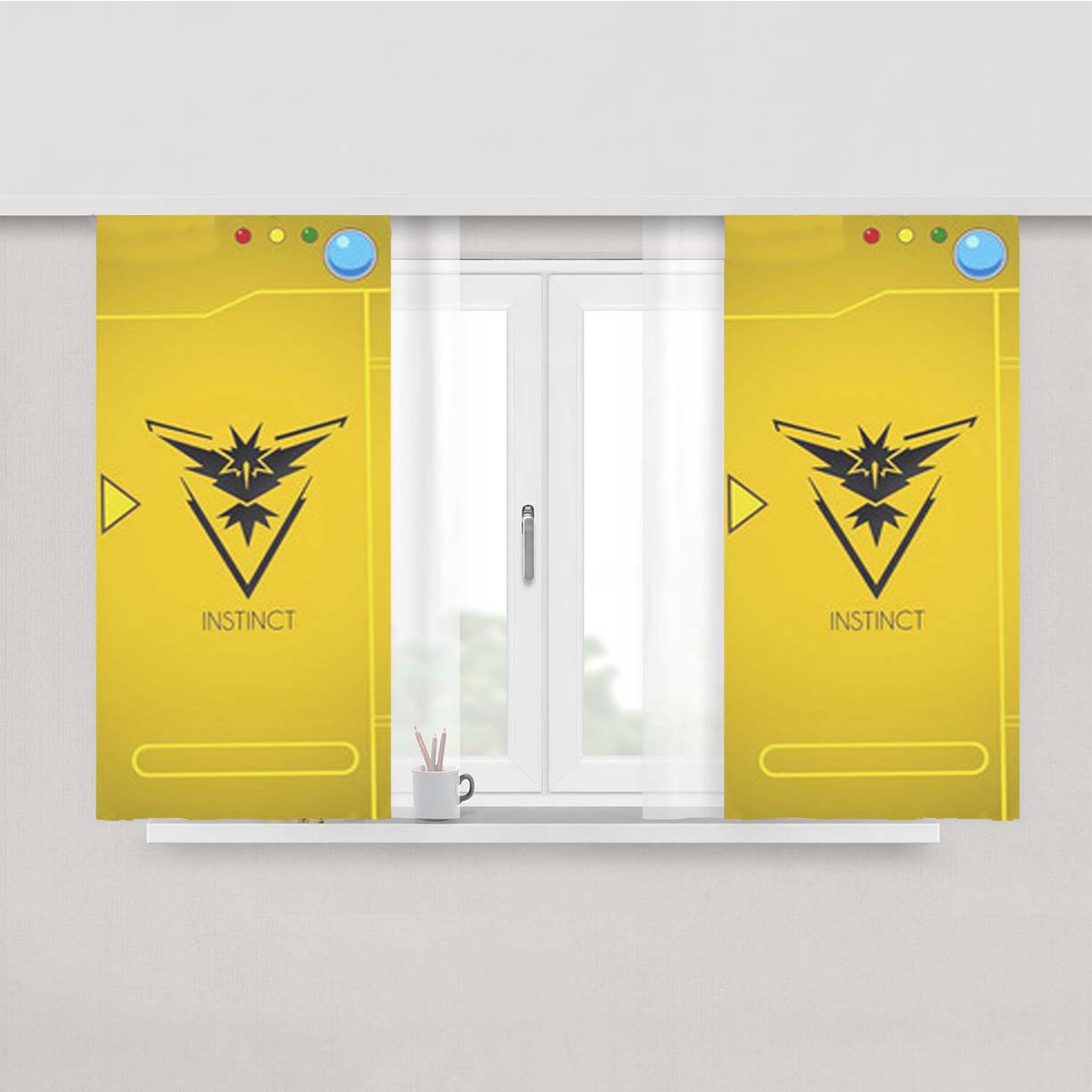 Pokémon Go Team Instinct Pokedex Peach Skin Window Curtains