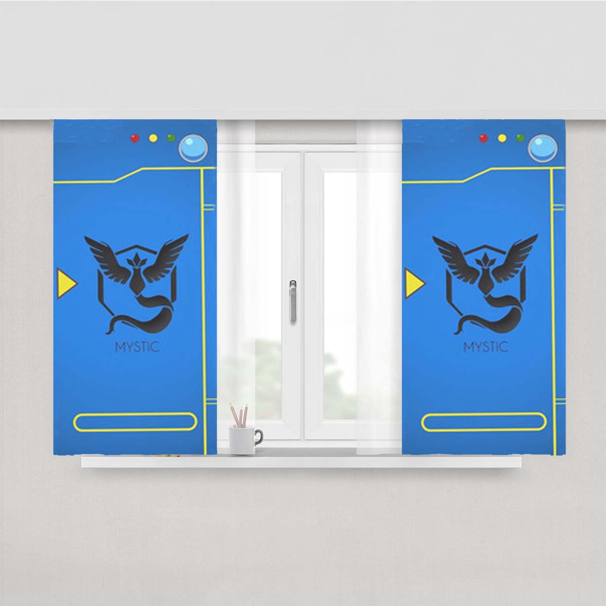 Pokémon Go Team Mystic Pokedex Peach Skin Window Curtains