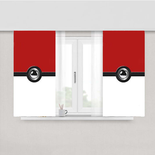 Pokeball Fitted Peach Skin Window Curtains
