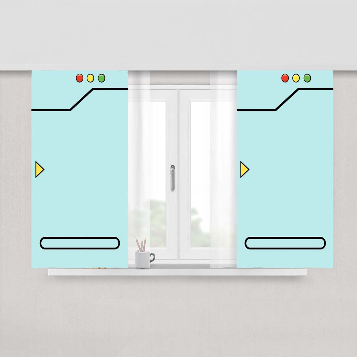 Pokedex Aqua Peach Skin Window Curtains