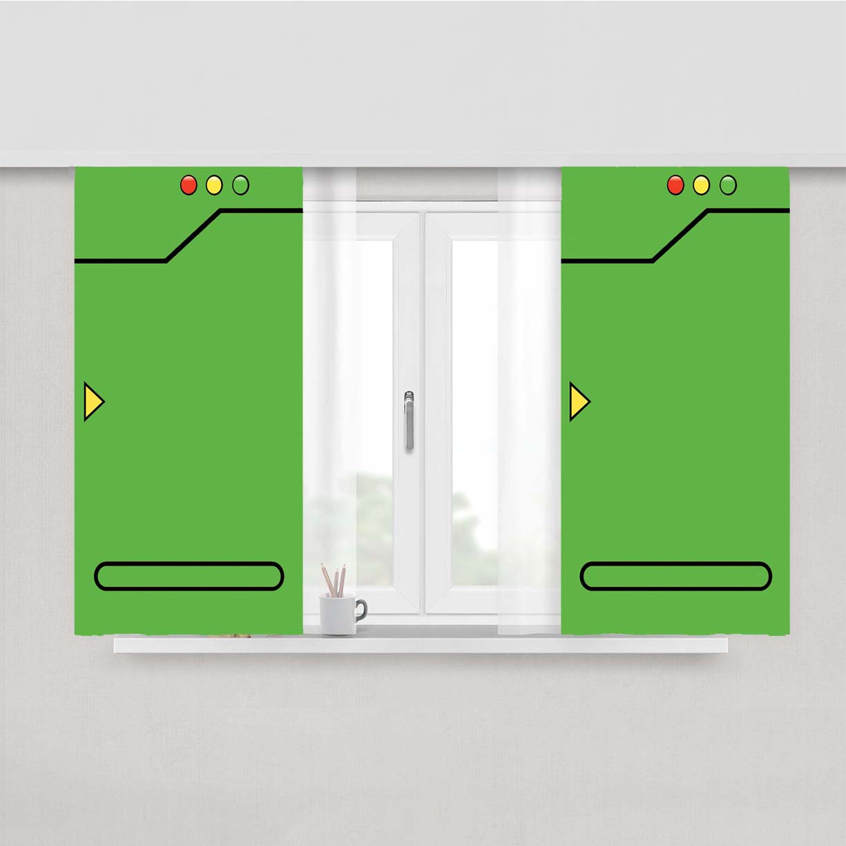 Pokedex Green Peach Skin Window Curtains