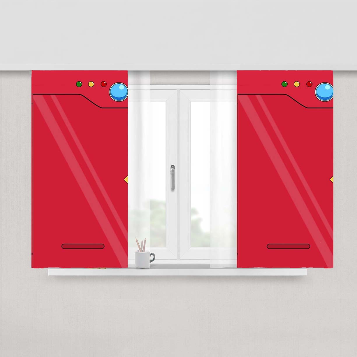 Pokedex Pokemon Cartoon Peach Skin Window Curtains