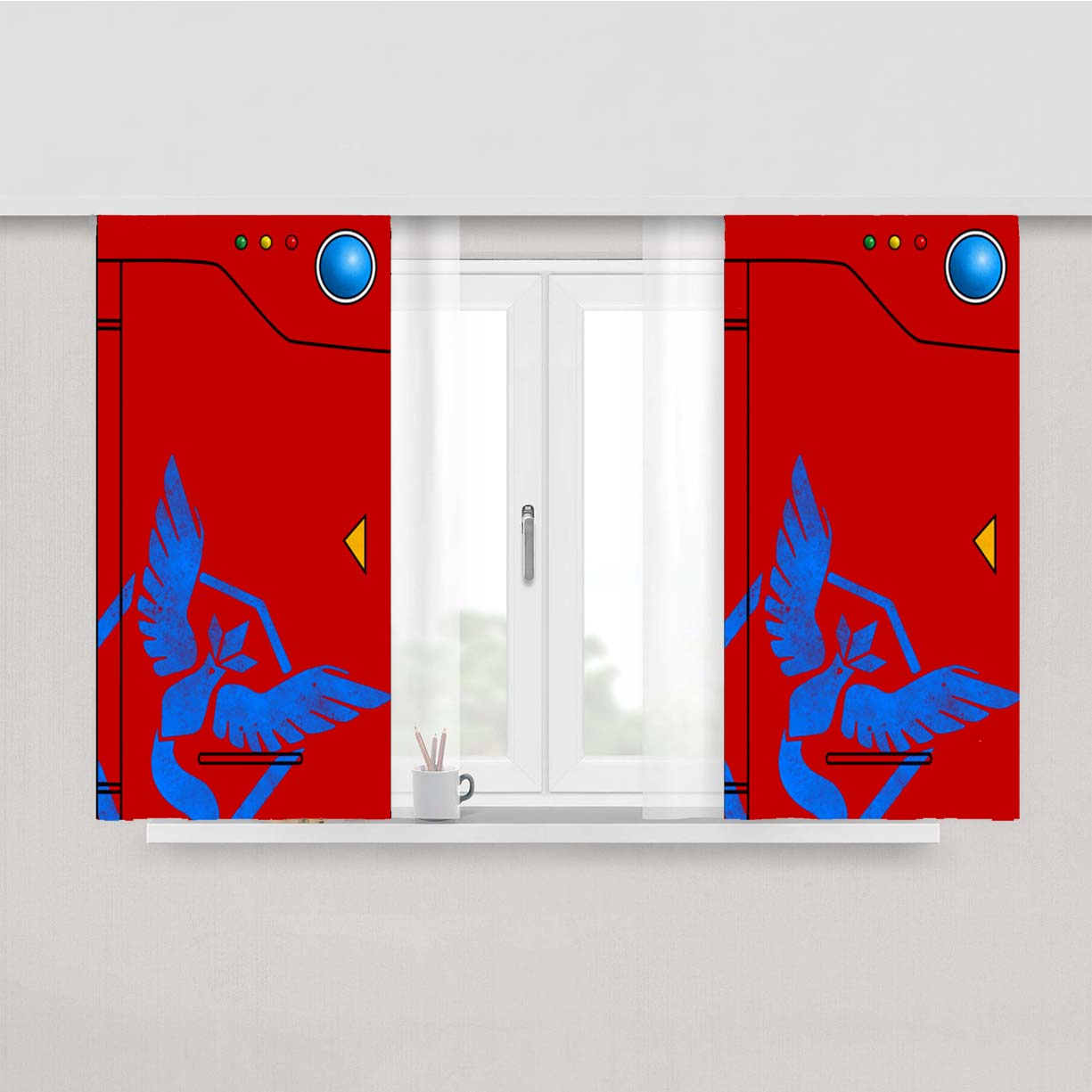 Pokedex Red Team Mystic Peach Skin Window Curtains
