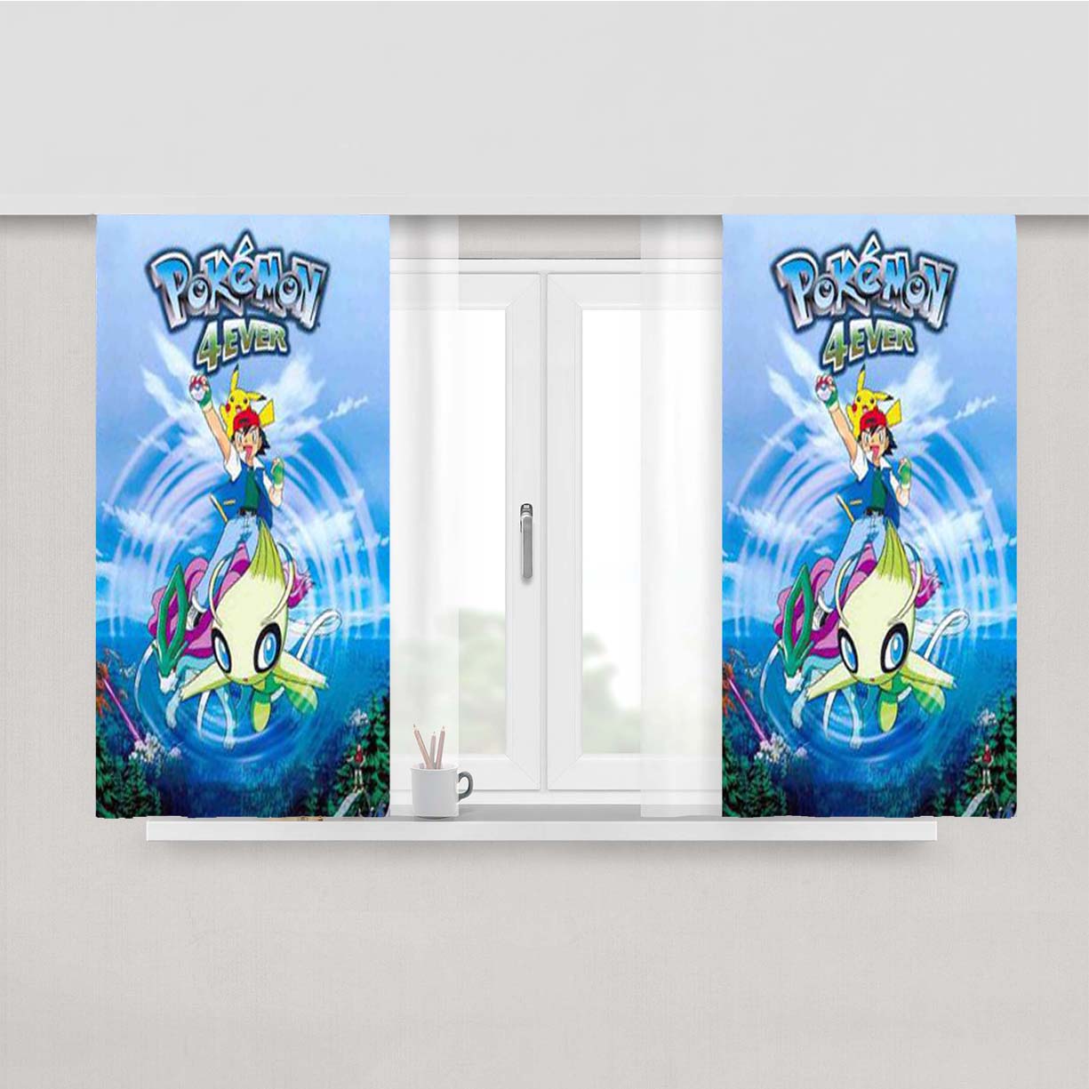 Pokemon 4Ever Peach Skin Window Curtains