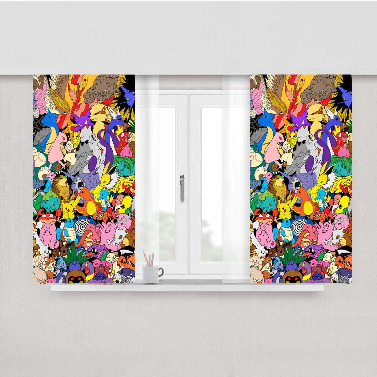 Pokemon All Character Peach Skin Window Curtains