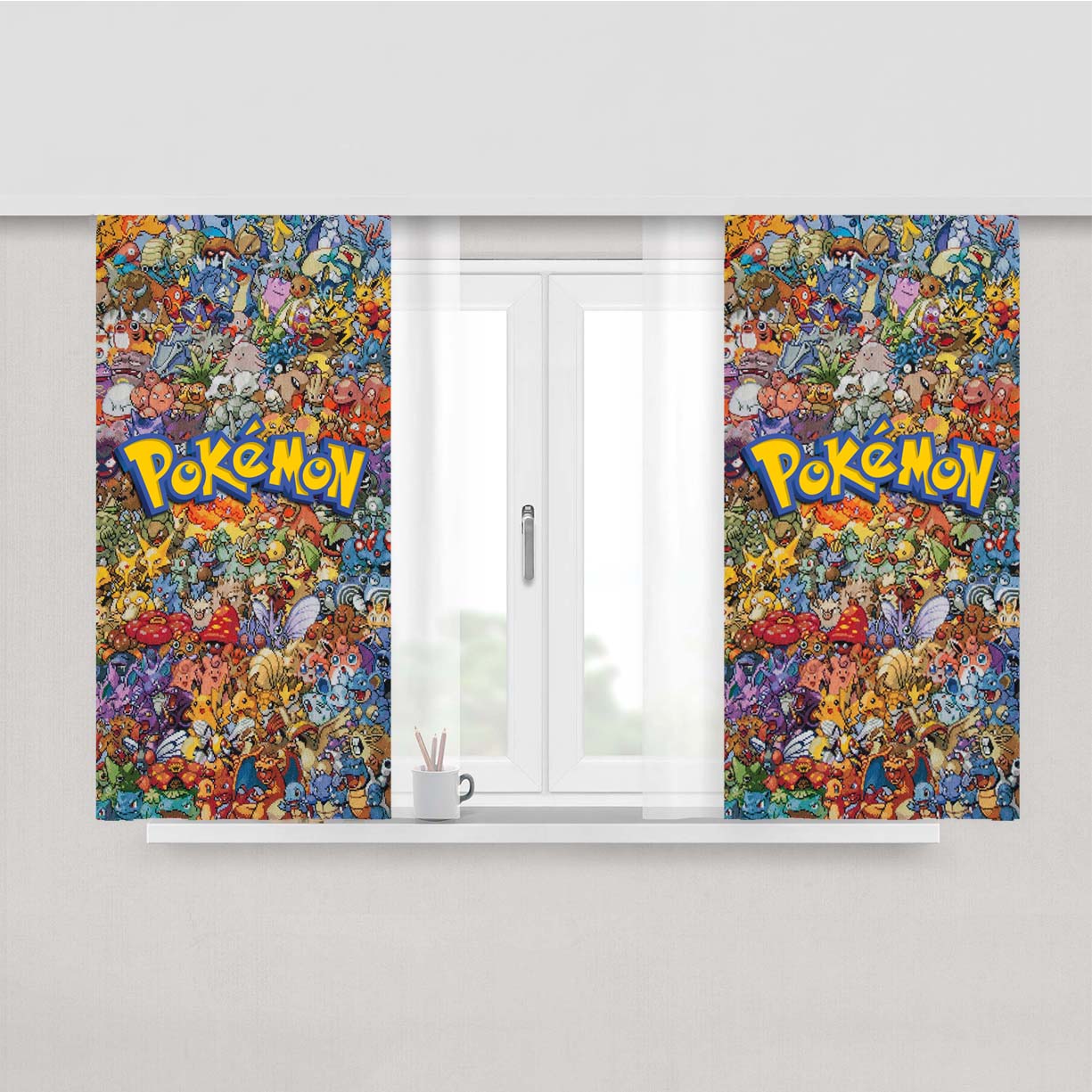 Pokemon All Monster Character Peach Skin Window Curtains