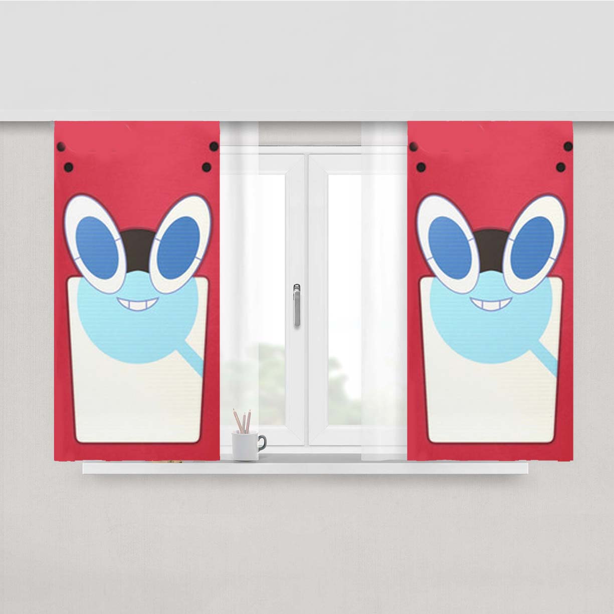 Pokemon Alola Rotom Pokedex Peach Skin Window Curtains