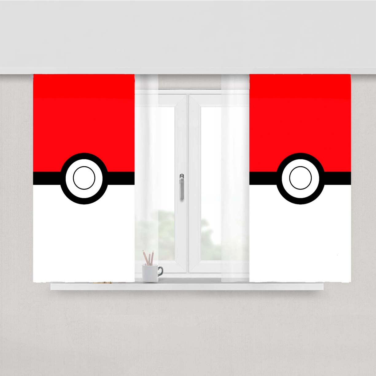 Pokemon Ball Peach Skin Window Curtains