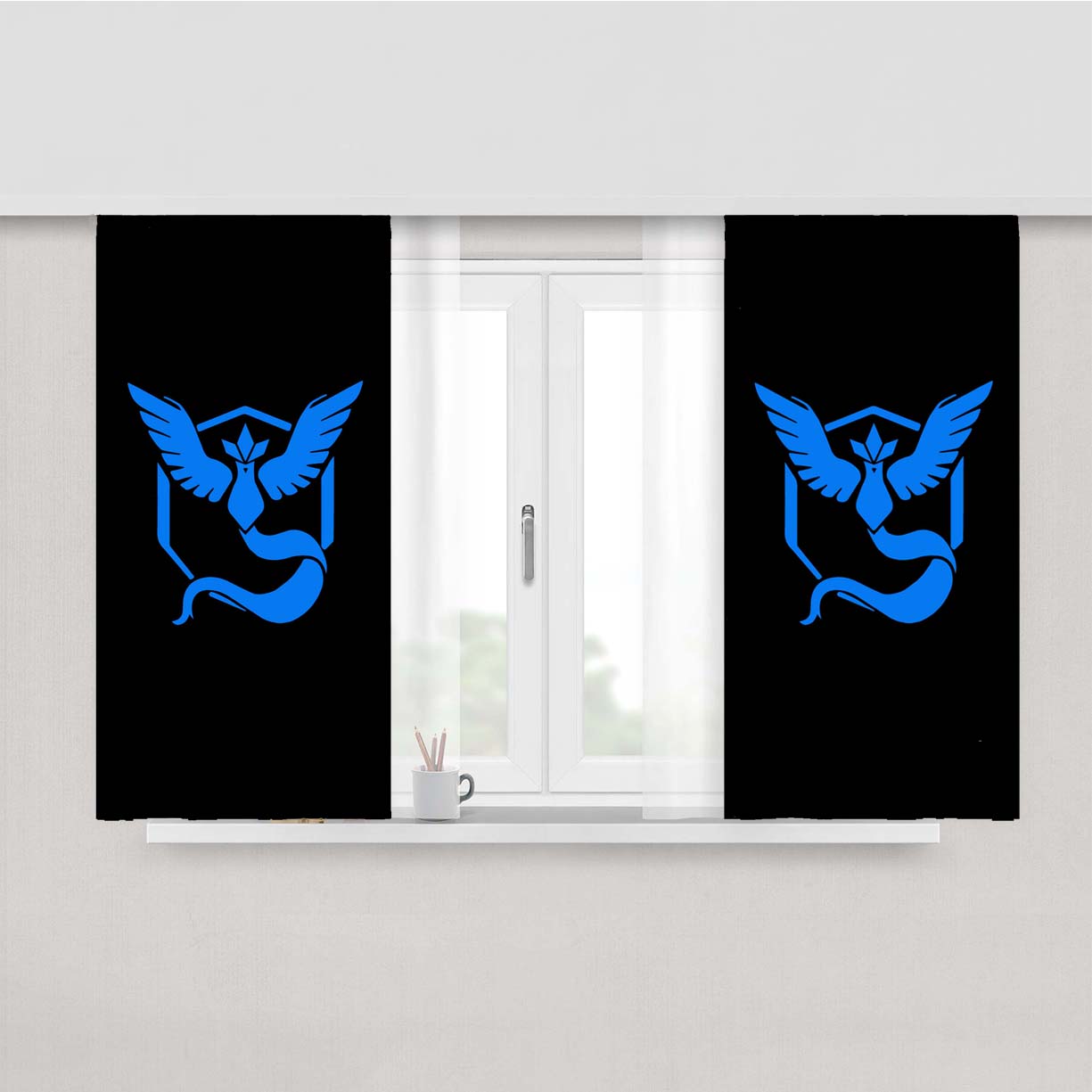 Pokemon Blue Peach Skin Window Curtains