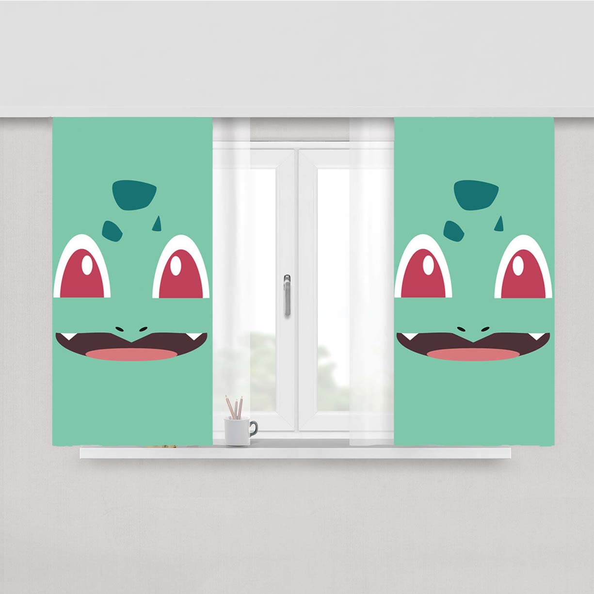 Pokemon Bulbasaur Peach Skin Window Curtains