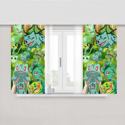 Pokemon Bulbasaur Collages Peach Skin Window Curtains