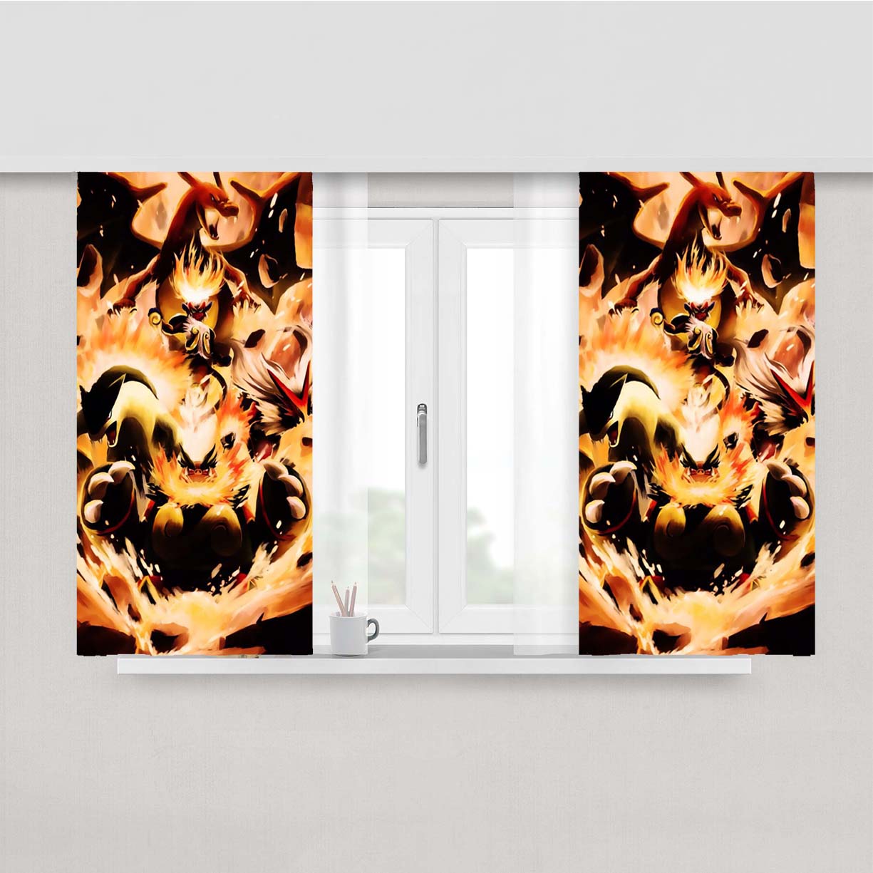 Pokemon Charizard Infernape Peach Skin Window Curtains