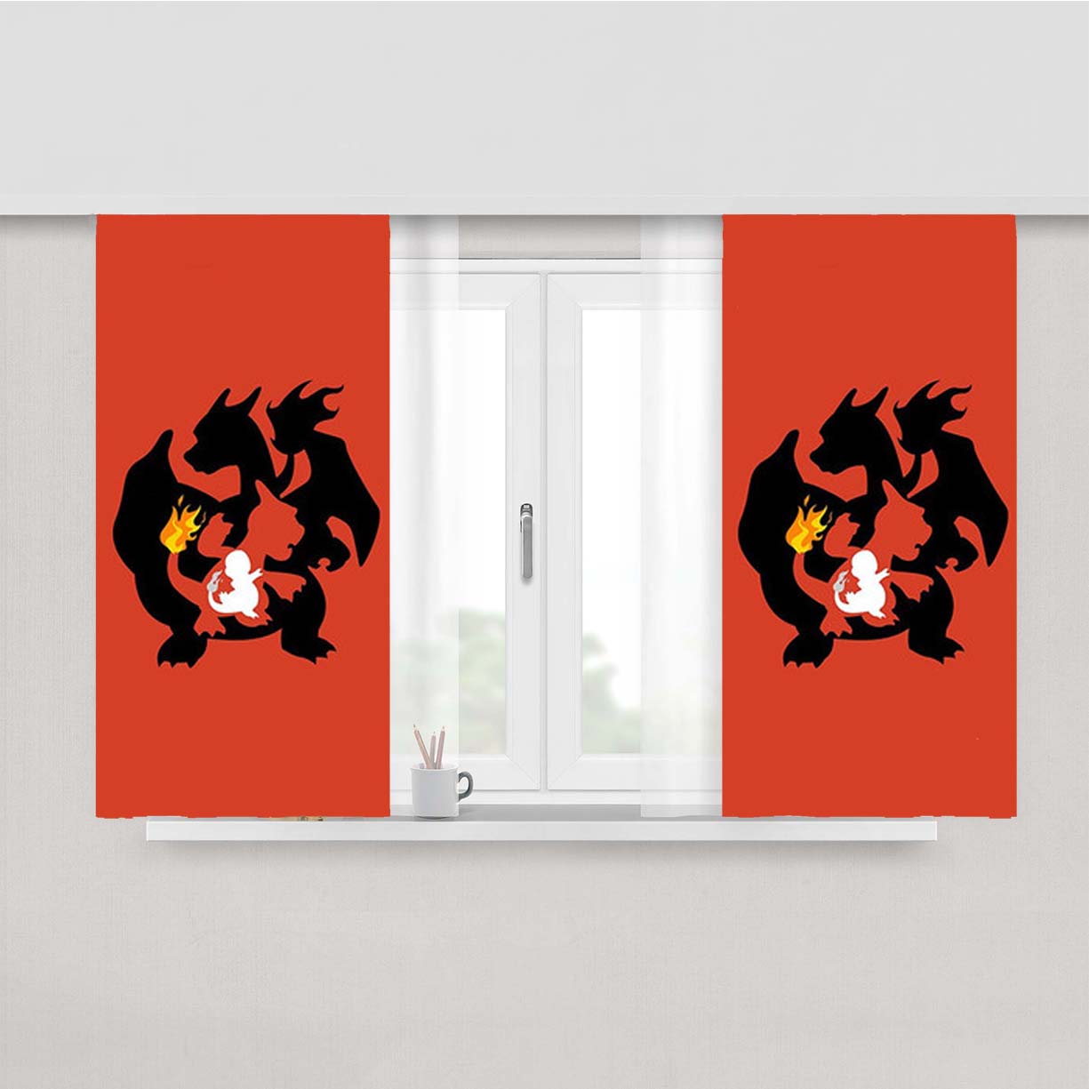 Pokemon Charmander Charmeleon Charizard Peach Skin Window Curtains