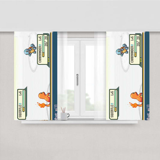 Pokemon Charmander Squirtle Battle Peach Skin Window Curtains