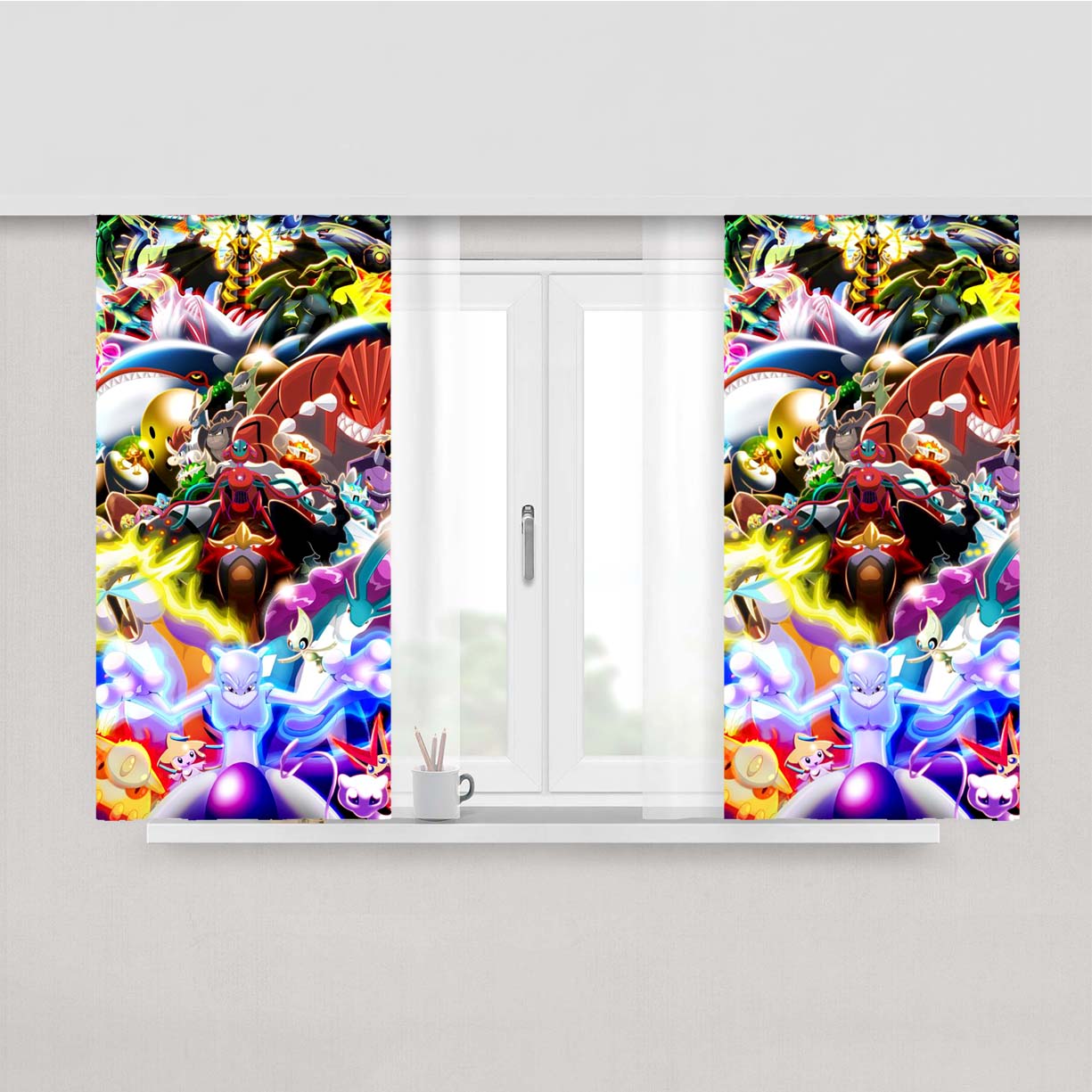 Pokemon Collection Of Neon Time Peach Skin Window Curtains