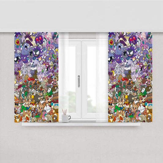 Pokemon Color Spectrum Purple To Brown Peach Skin Window Curtains