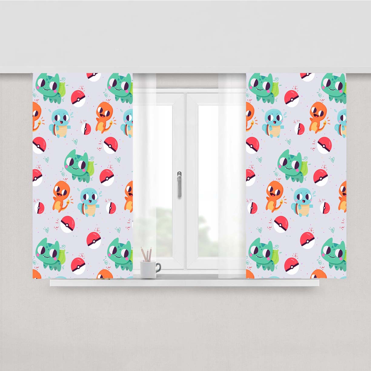 Pokemon Cute Wallpaper Peach Skin Window Curtains
