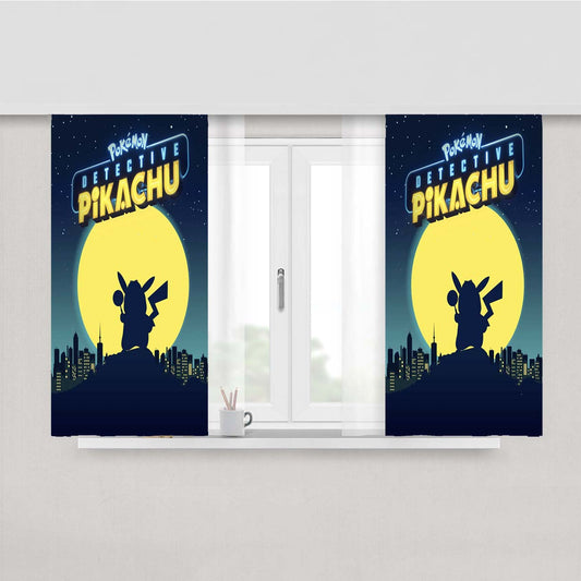 Pokemon Detective Pikachu Minimalist Peach Skin Window Curtains